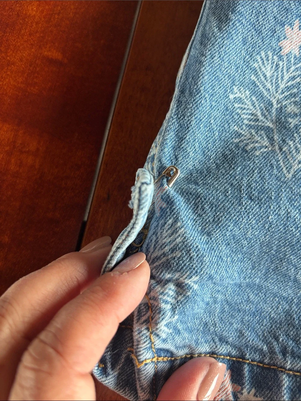 Anthropologie-Pilcro Blue Embroidered Denim Button-Front Shorts - Picture 5 of 7
